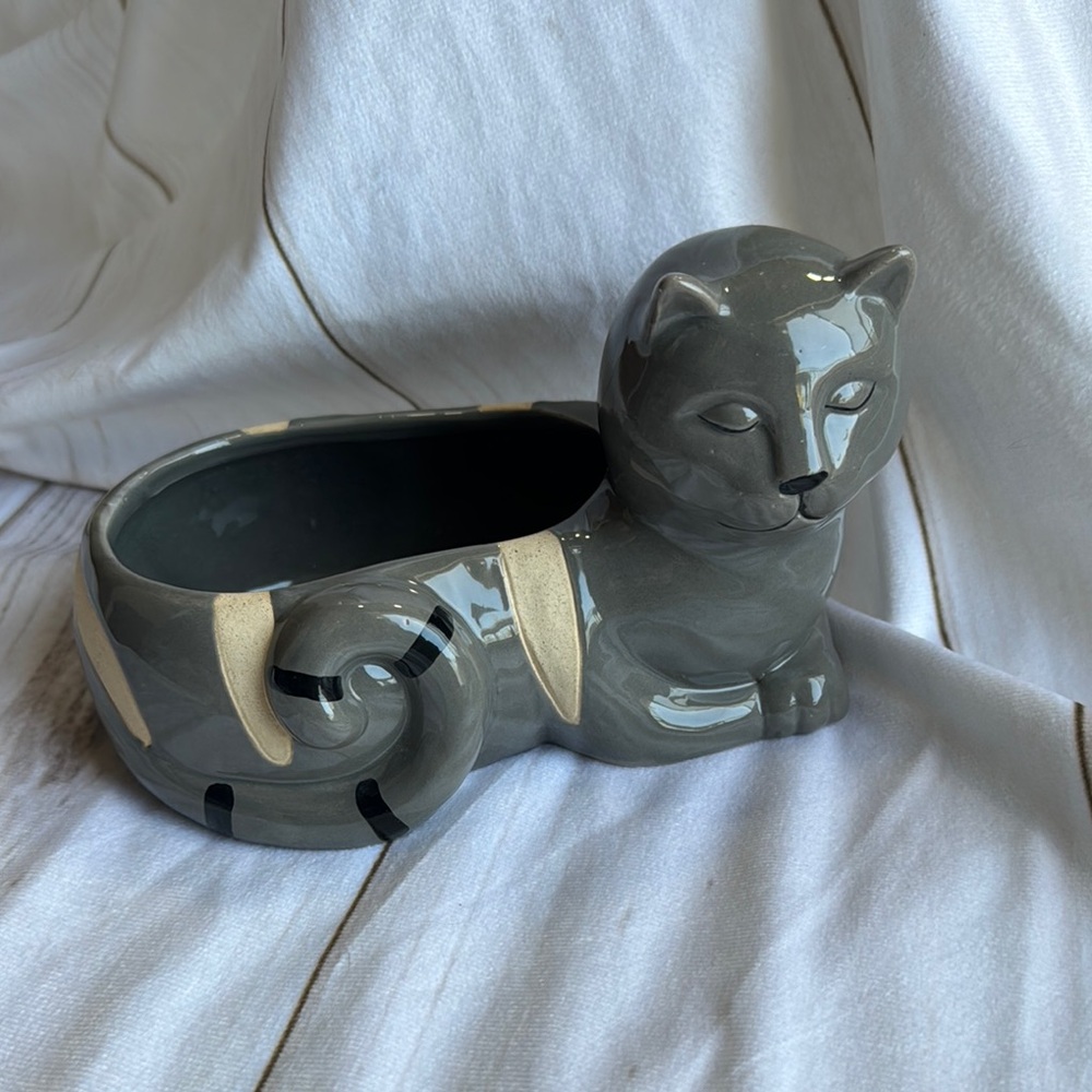 Ceramic Cat planter for succulents.